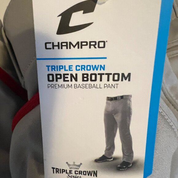Champro Triple Crown Baseball Long Pants Mens XL  40" Waist Gray Red Strip Open - Picture 16 of 16
